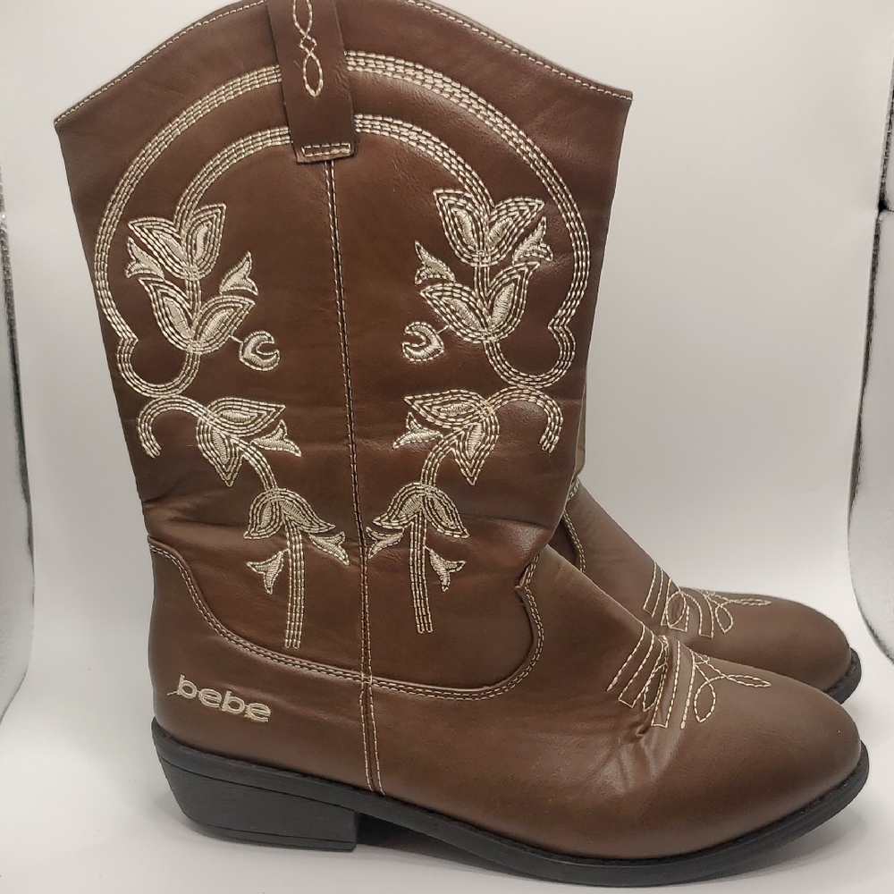 bebe Girls Western Cowboy Boot with Easy Side Zipper (Little Kid/Big Kid) Size 6